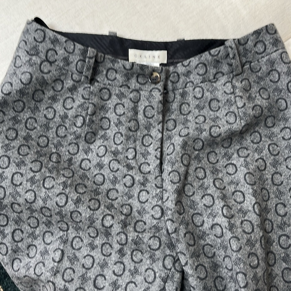 Celine Gray & Black Wool Dress Pants with Logo Size EU 38 - Picture 5 of 6